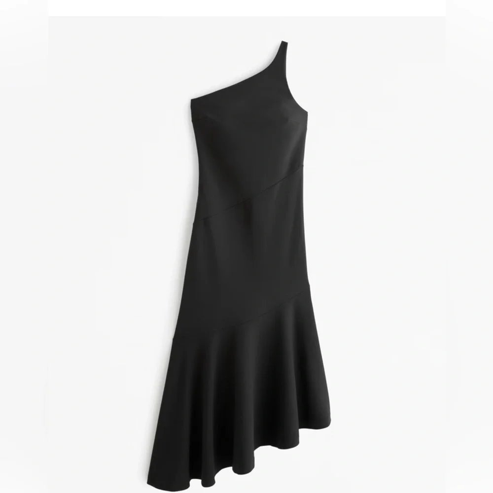 Abercrombie & fitch asymmetrical hem midi dress one shoulder - Picture 1 of 8